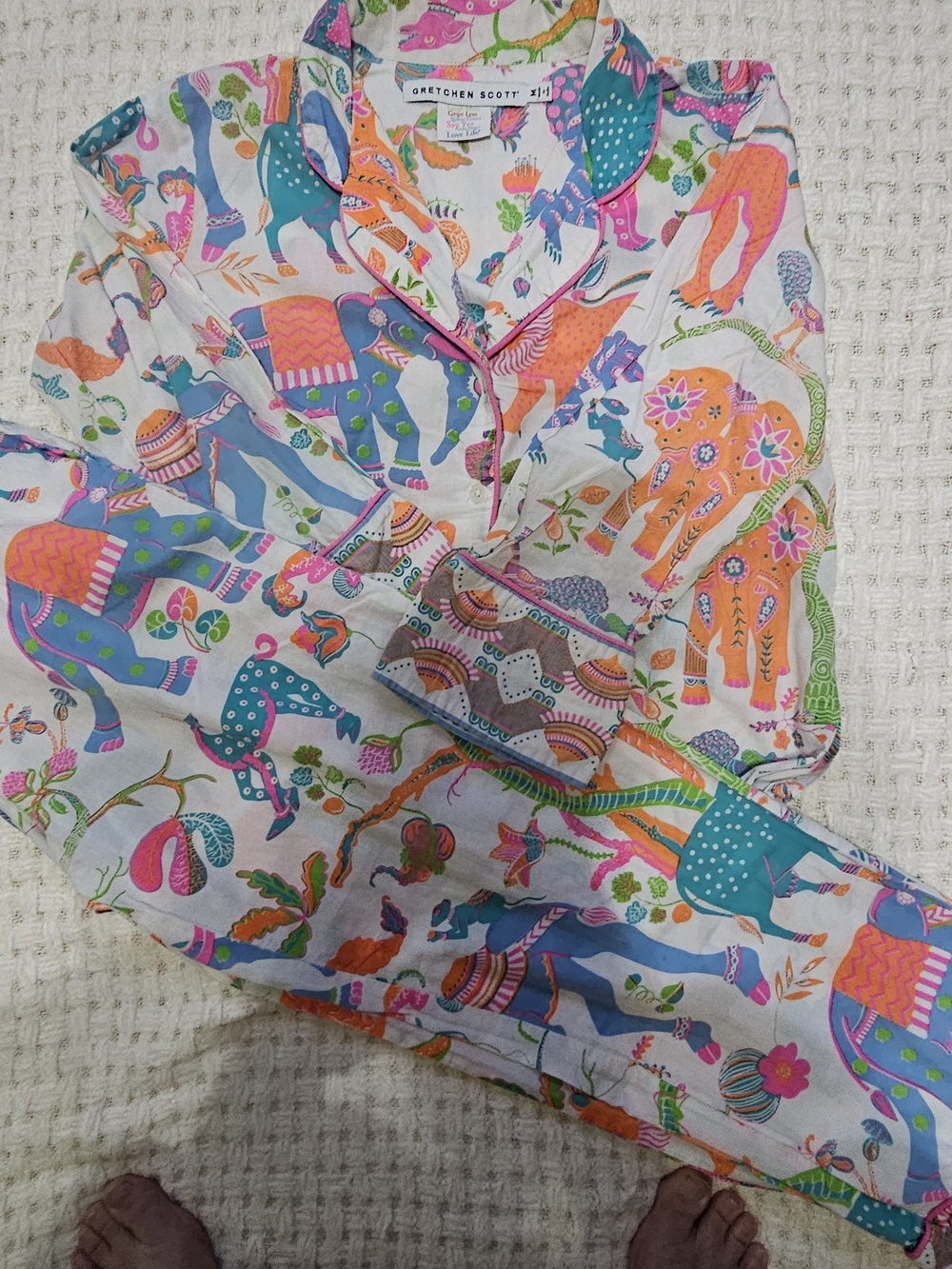 Gretchen Scott Grand Bazar Elephant Print Pajama Set - Bright Multi Sz Med